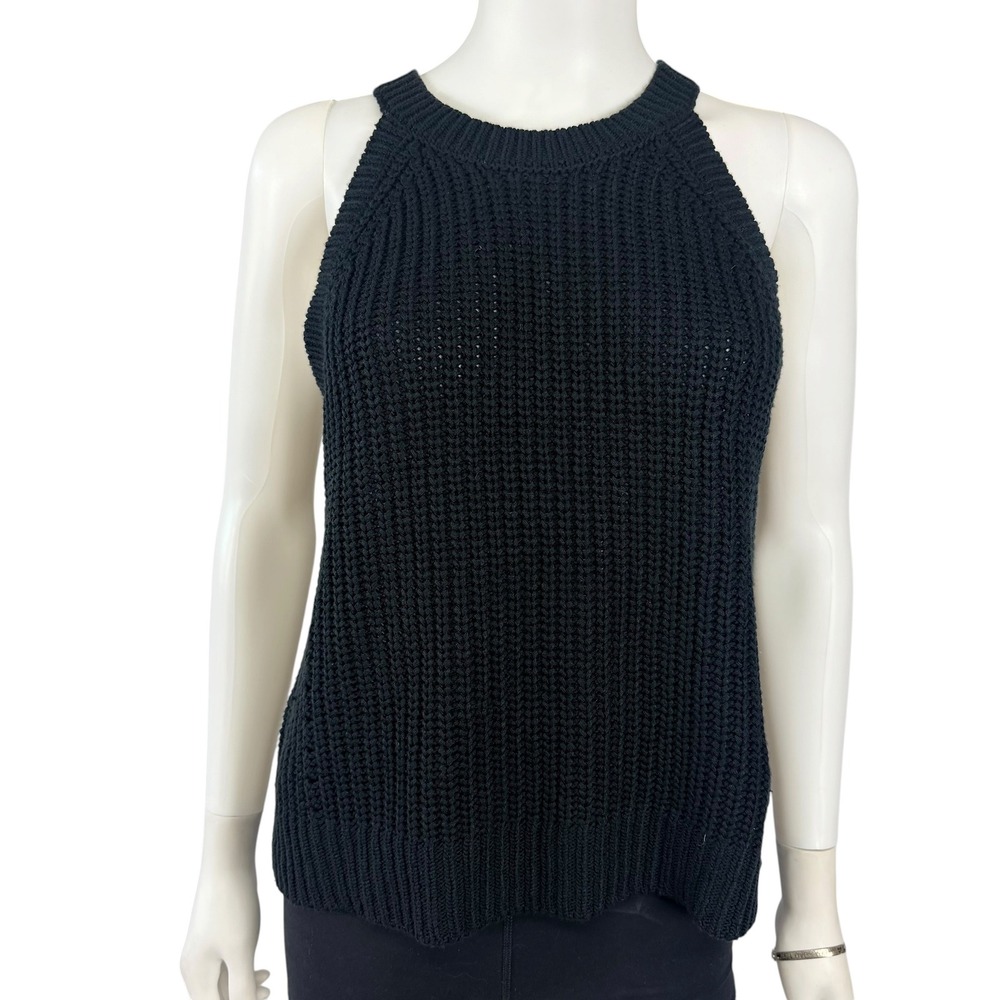 Gentle‎ Fawn Black Knit Halter Tank Top Minimalist Coastal Chic Quite Luxury L
